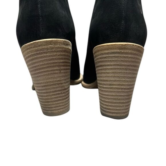 LIKE NEW in BOX  VINCE Easton Black Nubuck almond Toe Heel Ankle Booties SZ 7 - Picture 7 of 8